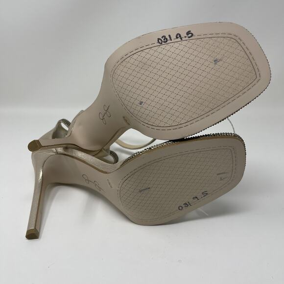 Jessica Simpson Ostey Heeled Sandals Womens Size 9.5 Champagne Rhinestone NEW - Picture 11 of 15